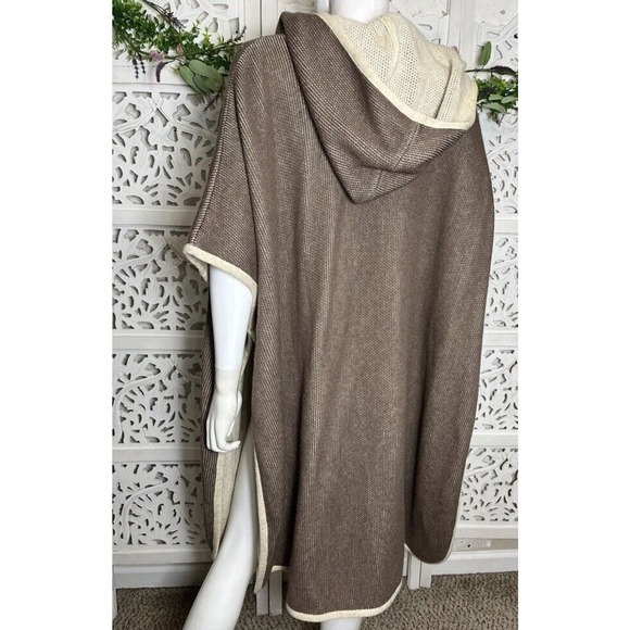 Soft Surroundings Women’s Missy One Size Brown Hoodie Poncho Cape - Picture 7 of 12